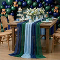 Boao 6 Pcs Blue and Green Party Decorations Chiffon Table Runner by Boao