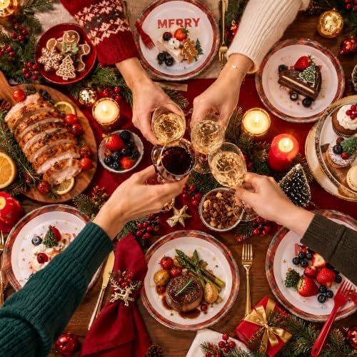 Goodluck 200 PCS Christmas Paper Plates (9in & 7in) and Napkins Party Set - Image 6