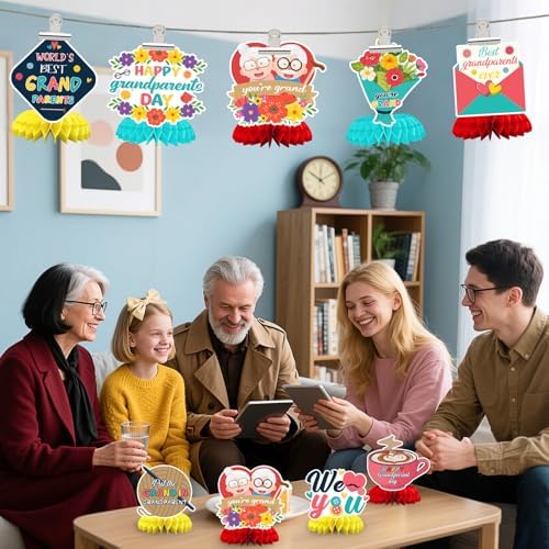 JULMELON 8 Pcs Grandparents Day Decorations, 3D Honeycomb Centerpieces - Image 5