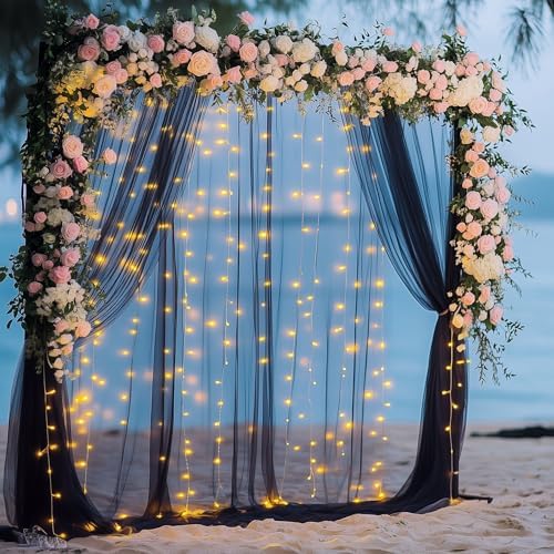 Tulle Backdrop Curtain with Lights 10x10FT Black Sheer Curtains - Image 7