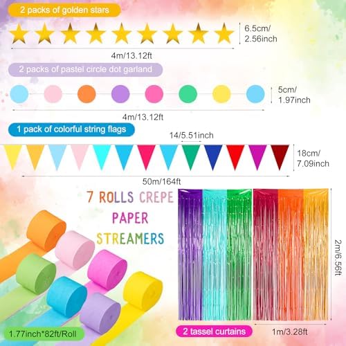 Rainbow 574 ft Crepe Streamers Paper Chains Garland - Image 6