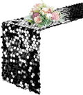 Pufogu 12 "x 108" Sequin Table Runner, Black Glitter Premium Big Sequin Table Runner, Rectangle Table Runners for Halloween, Christmas, Wedding Party, Birthday Party, Banquet Decor (1 Pack). by Pufogu