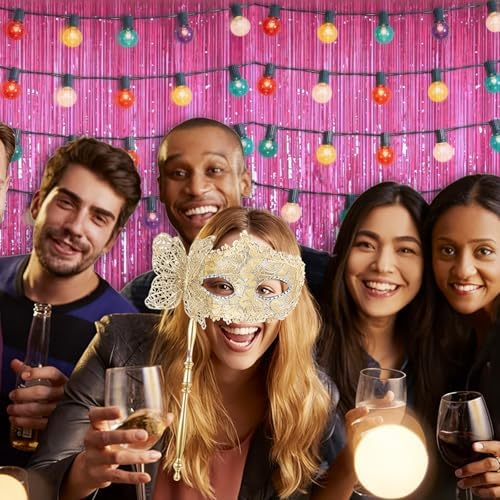5 Pack 3.28ft x 6.56ft Lightpink Metallic Tinsel Foil Fringe Curtains, Photo Booth Backdrop Party Decorations for Birthday Wedding Baby Shower Graduation Bachelorette New Years - Image 5