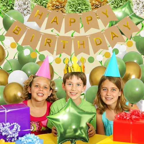 Sage Green Birthday Decorations, Party Decorations with Happy Birthday Banner for Women Boys Girls Dinosaur Safari Olive Green Wild One Birthday Party Supplies - Image 6