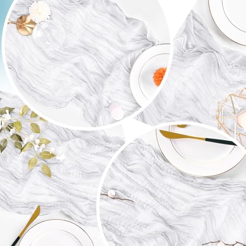 6 Pack White Cheesecloth Table Runner 20 x 120 inch Gauze Table Runners 10 FT Long,Semi Sheer Boho Cheese Cloth Fabric Table Runner Bulk for Wedding,Party,Baby Shower,Bridal Shower Decoration - Image 5