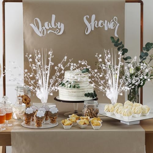 Crowye 6 Pcs White Metallic Foil Spray Centerpieces Wedding Table Decor - Image 3