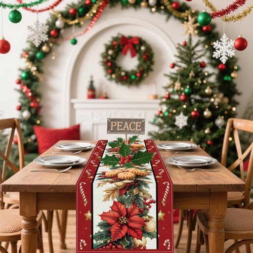 Winter Table Runner, Seasonal Christmas Kitchen Table Decoration, Suitable for WinterChristmas Family Gathering Indoor 13x72 inches (13x72 inches, Three Christmas Trees) by YOPINCO