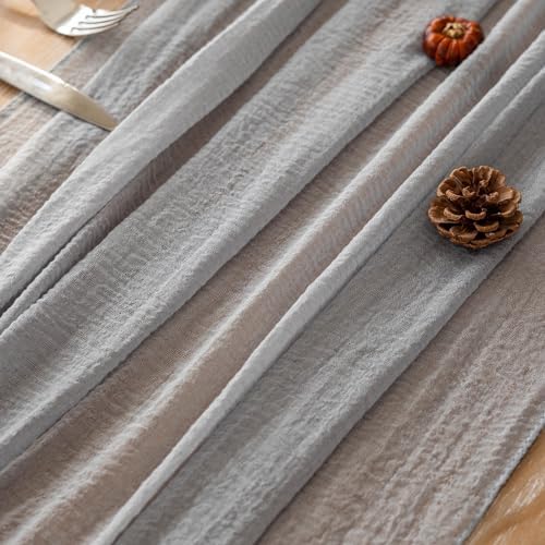6Pcs Dusty Blue Cheesecloth Table Runner 120 Inches for Party Home Decor - Image 2