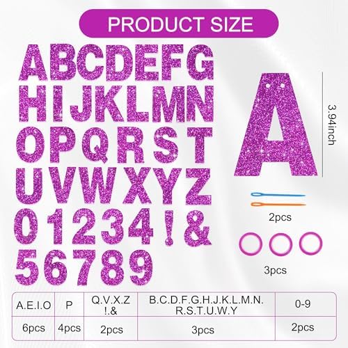 BEISHIDA Glitter Purple 116 PCS A-Z DIY Letter Custom Banner Party Decor - Image 2