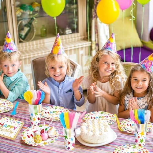 Meanplan 168 Pcs Happy Birthday Plates Napkins Tableware Set 24 Guest - Image 6