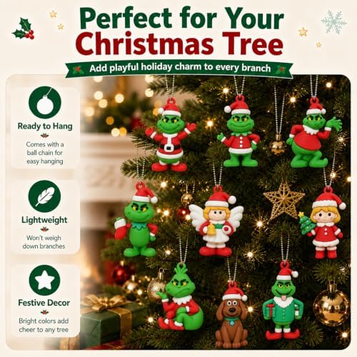 Green Monster Mini Christmas Decorations Figurines (48 Pcs) - Image 4