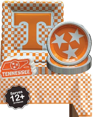 Tennessee Vols Party Supplies, Decorations, Plates & Napkins UT Decor 37 Pc by PartyKandyDecorGifts
