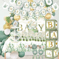 OUNIY Sage Green 172pcs Gender Neutral Baby Shower Decorations - Boho Greenery Party Supplies with Oh Baby Backdrop, Tablecloth, Balloons, BABY Box, Welcome Banner by OUNIY