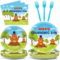 96 Pcs Groundhog Day Plates and Napkins Party Supplies Cute Animals Happy Groundhog Day Decor Tableware for 24 Guests Peeking Out Hole Weather Forecast Spring February 2nd Birthday Party Decorations by CHUNNIN