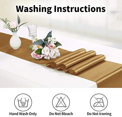 10-Pack Satin Table Runner Old Gold 12 x 108 inches Long, Table Runners for Wedding, Birthday Parties, Banquets Decorations（10 Pack, 12x108 Inch, Old Gold） - Image 6