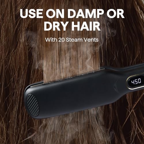 Wavytalk Wet to Straight Hair Straightener, 1.75 Inch Vent Sesh Wide Flat Iron, Straightener for Damp or Dry Hair with Dual Voltage Leave Silky & Smooth, Black (Pack of 2) - Image 4