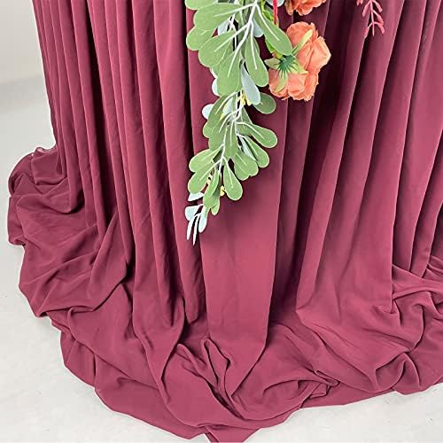 Pooling and Floating Chiffon Table Skirt with extra length, 6FT 9FT 14FT Sheer Tablecloth, Baby Shower, Birthdays Party, Main Cake Table Decoration, Wdding Table Skirt (Burgundy, 6FT) - Image 5