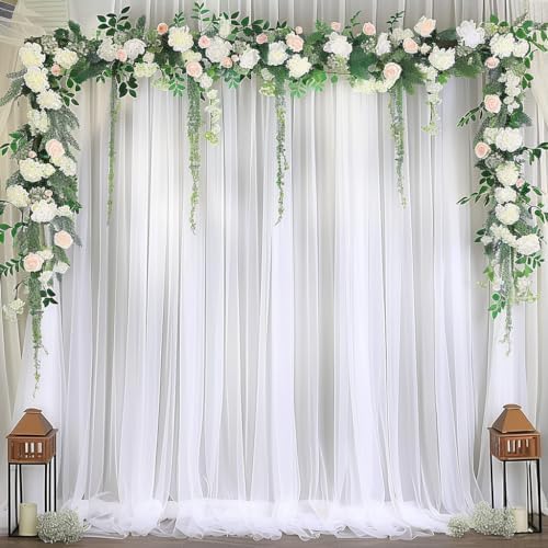 20ft X 10ft White Tulle Backdrop Curtain for Parites, Sheer Backdrop Curtains Fabric Drapes for Wedding Ceremony Arch Party Stage Decorations - Image 5