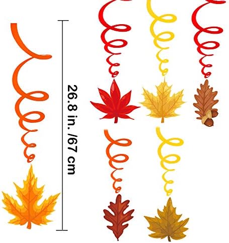Supla 40 Pack Fall Party Decorations Set – Includes Autumn Hanging Paper Fans Pom Poms Fall Maple Leaves Party Swirls Streamers Fall Banner Backdrop Garland String for Thanksgiving Wedding Birthday - Image 7