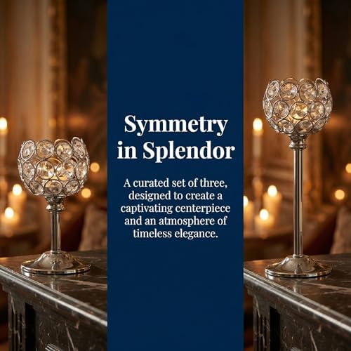 Crystal Candle Holders 4 Set of 12 - Sliver Vintage Hollow Ball Candle Stand for Table Centerpiece, Crystal Metal Tealight Candlestick for Wedding, Dining Room Decor - Image 6