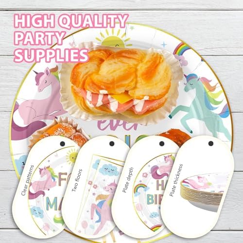 Grencian 96 Pcs Unicorn 4th Birthday Party Decorations, Serves 24 - Image 6