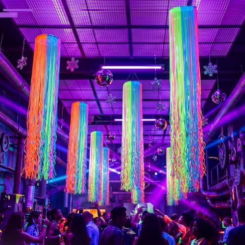 4 Pack Glow in The Dark Party Supply Neon Blacklight Streamer, 6 Color - Image 4