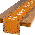 Artoid Mode Polka Dot Orange Happy Birthday Table Runner, Seasonal Fall Thanksgiving Kitchen Dining Table Decoration for Home Party Decor 13x72 Inch by ArtoidMode