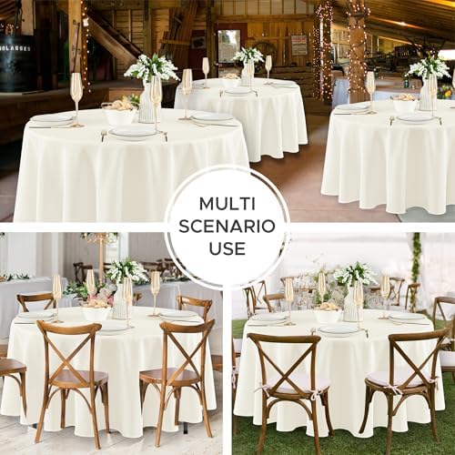 Fitable 8 Pack Ivory Round Tablecloths 84 Inch for 36"-60" Tables - Image 5