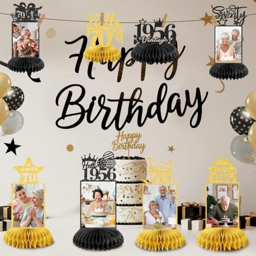 8 Pcs 70th Birthday Decoration for Women Table Honeycomb 70 Years Decor - Image 6