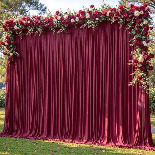 20x12ft Burgundy Backdrop Curtain Panels for Parties - Wrinkle Free Polyester Photo Curtain Backdrop Wedding Back Drop Fabric Drapes for Party Decorations Background for Photography by WishCare