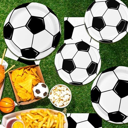 180Pcs Soccer Party Supplies Paper Plates and Napkins Serve 60 - Image 6