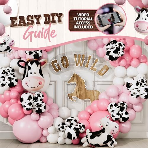 ALL-IN-1 Cow Balloon Arch Kit with BONUS Cows Balloons for Cow Party Decorations - Cowgirl Balloon Arch Kit for Cowgirl Baby Shower Decorations & Cows Birthday Party Decoration - Image 6