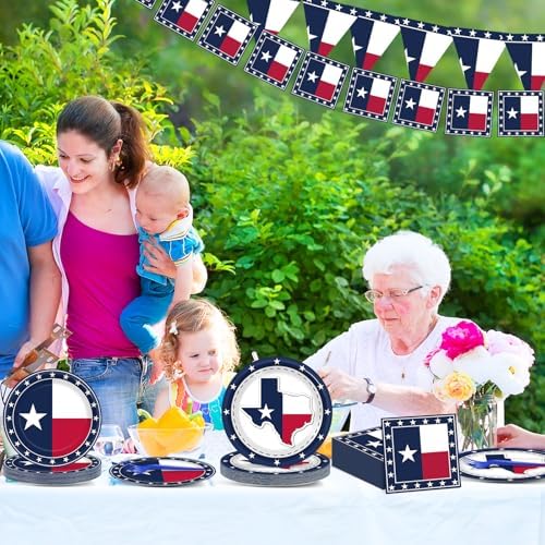 gisgfim 96Pcs Texas State Flag Party Supplies Paper Plates Napkins - Image 5