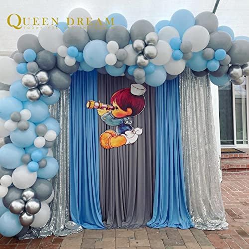 Silver Sequin Backdrop 2 Panels 2FTx8FT Christmas Party Backdrop Curtains - Image 3