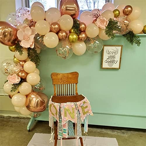 Blush Rose Gold Balloon Garland Arch Kit, 119 Pieces Peach Pink Gold Pastel Orange Metallic Rose Gold Confetti Balloon Garland Kit for Girls Women Birthday Wedding Baby Bridal Shower Party Decorations - Image 2