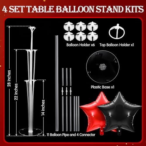 Lunmon 4 Set Red Black Balloon Centerpiece Stand Kit for Table Party - Image 3