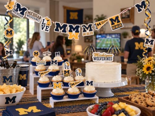 Michigan Party Decorations, Wolverines Cake Topper & Graduation Decor 42 Pc - Image 2