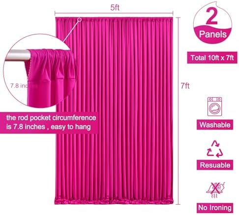 Fuchsia Backdrop Curtain for Parties Birthday Party Wrinkle Free Hot Pink Photo Curtains Backdrop Drapes Fabric Decoration for Wedding 5ft x 7ft,2 Panels - Image 5