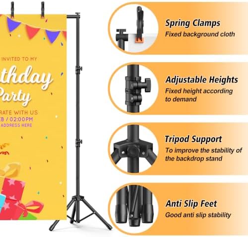 Forlogic Backdrop Stand 10x7.5ft(WxH),Portable Adjustable Photo Back Drop Stand for Party, Photography, Weddings - Image 5