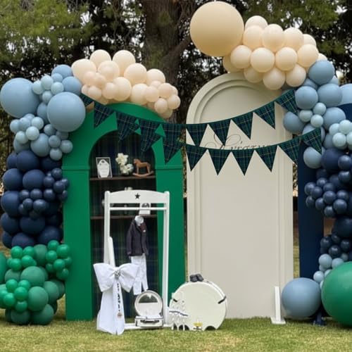 Lumina 2 Pcs Green Blue Tartan Plaid Pennant Banner Fabric Bunting 7.75 ft - Image 5
