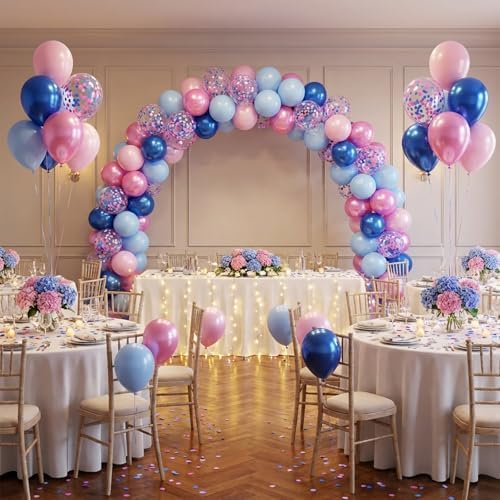 Hiquaty Pink and Blue Balloons,50pcs 12 Inch Gender Reveal Latex Balloons - Image 4
