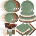 Zhehao 350 Pcs Woodland Paper Plates and Napkins Party Supplies by Zhehao