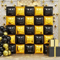 25PCS Gold Black Square Foil Balloons Wall Backdrop by FEYG