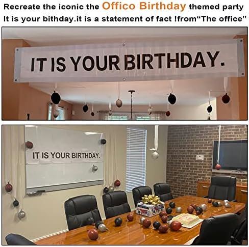 It is Your Birthday Banner, The Office Theme Infamous Husband Birthday Party Decorations,Grey Brown Black Latex Balloons,White Crepe Streamer Rolls + Tape,The Office Birthday Decorations 49Pcs Kit - Image 4