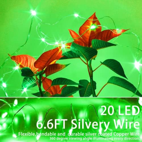 SmilingTown 15 Packs 20 Led Green Fairy Lights Battery Operated St Patricks Day Lights 6.6ft Silver String Lights Waterproof Firefly Starry Light for DIY Table Centerpieces Halloween Christmas Party - Image 2