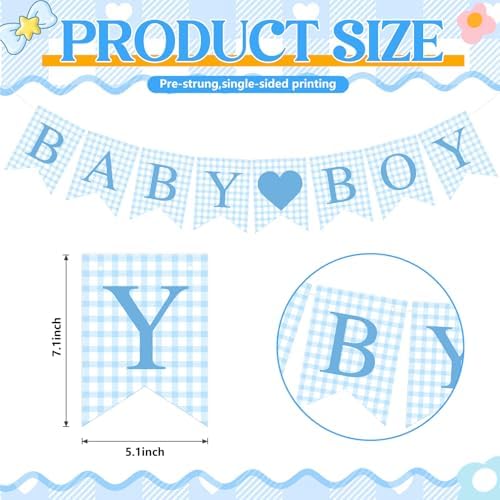 Hahafelt Baby Boy Banner for Baby Shower Decorations, Blue - Image 4