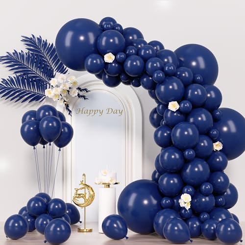 Voircoloria 130pcs Navy Blue Balloons Garland Arch Kit, 18 12 10 5 Inch by Voircoloria