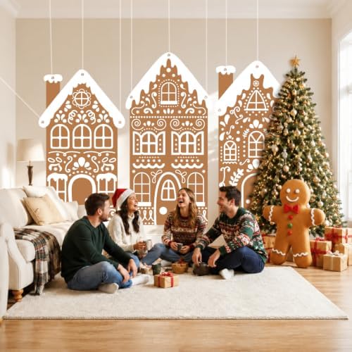Chumia 3 Pcs Large Christmas Gingerbread House Backdrop Decorations - Image 5