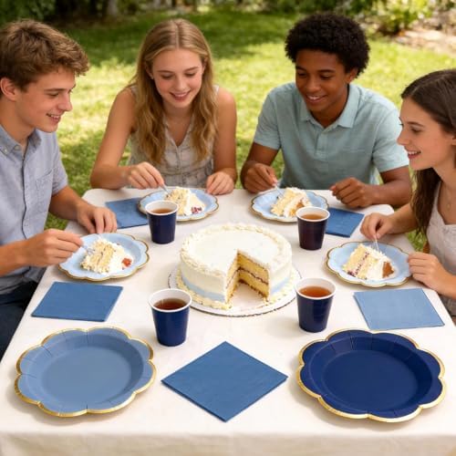 60 PCS Dusty Blue Paper Plates and Napkins Party Supplies for 20 Guests - Image 7