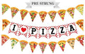 Versatile Pizza Party Banner – Pack of 3, Pre-Strung, with Pizza Slices & I LOVE PIZZA Letters, Perfect for Any Party with Pizza – Birthdays, Dorm Parties, Game Nights & Office Celebrations by plorbach